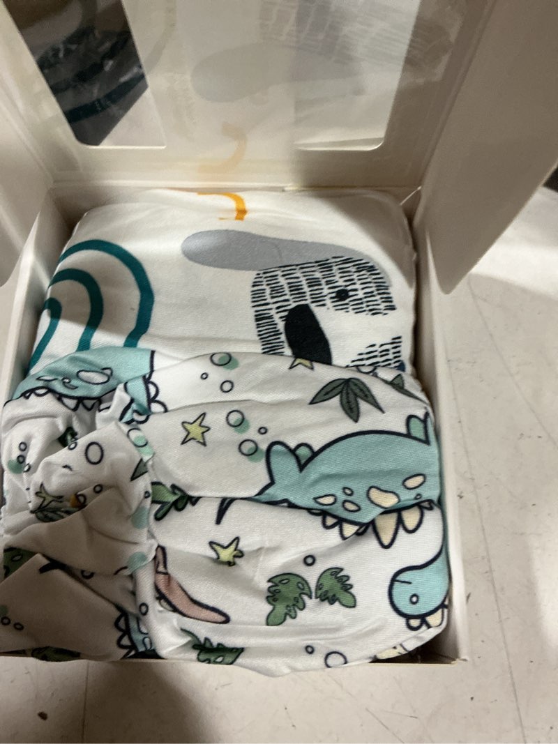 Condition photo showing As Is for extra stretchy changing pad cover, totbasic ultra soft premium jersey knit changing pad sheets, unisex for boys girls, fits all standard changing tables/dresser tops - 2 pack (print dino + puppy) print animal chaging pad covers