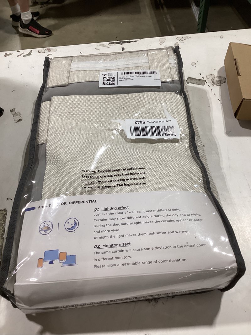 Condition photo showing New/Like New for 100% blackout shield linen blackout curtains for bedroom 96 inches long, back tab/rod pocket living room drapes, thermal insulated blackout curtains 2 panels set, 50" w x 96" l,cream cream 50"w x 96"l (pack of 2)
