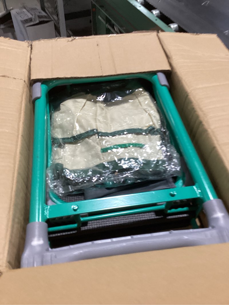 Condition photo showing Good Condition for garden kneeler and seat, 2-in-1 foldable garden bench with non-slip eva foam pad, storage bags, glove, portable gardening stool for kneeling & sitting, ideal for gardeners, patio, fishing
