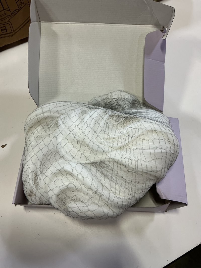 Condition photo showing Good Condition for barsdar medium length white wigs - 18 inch wavy white wig for women, middle part natural soft synthe