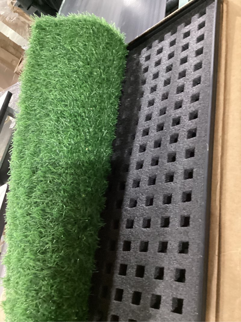 Condition photo showing Good Condition for dog grass pad with tray, 34''x23'' large artificial turf grass potty, reusable puppy pee pads for dogs, portable dog litter box for indoor/outdoor potty training toilet