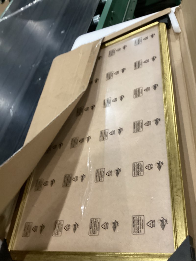 Condition photo showing Good Condition for Wood 14x24 Frame Gold, Ornate Natural 24x14in Poster Picture Frame, Modern Golden 14 x 24inch Gallery Wall Photo Frame with HD Plexiglass, Horizontal Vertical Wall Mounting Display 1pcs Gold 14x24