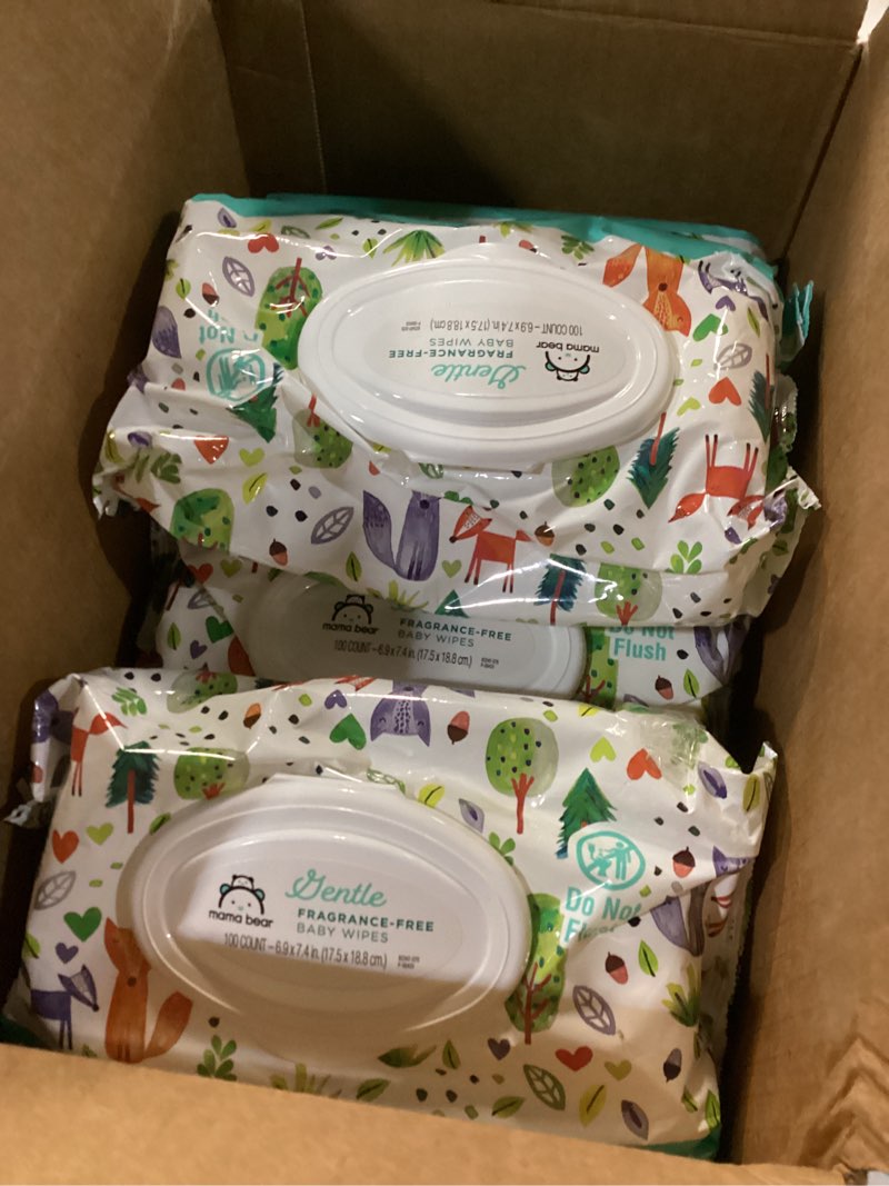 Condition photo showing New/Like New for Amazon Brand - Mama Bear Gentle Fragrance Free Baby Wipes, Hypoallergenic, Sensitive Skin, Unscented, 800 Count(7 Packs of 100) 100 Count (Pack of 7)