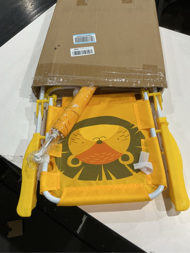 Condition photo showing Good Condition for plulon kids beach chair with umbrella folding lawn and camping chair with summer shade for beach, pool, travel and outdoor (for 1-5 years old) yellow lion
