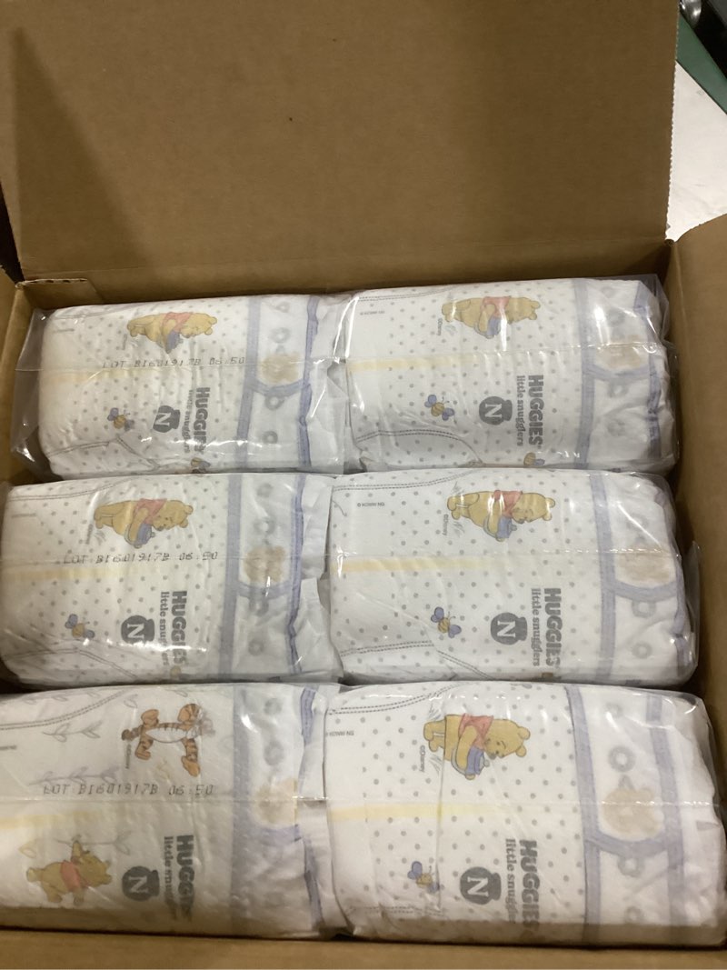 Condition photo showing New/Like New for Huggies Size Newborn Diapers, Little Snugglers Baby Diapers, Size Newborn (up to 10 lbs), 144 Count, Packaging May Vary
