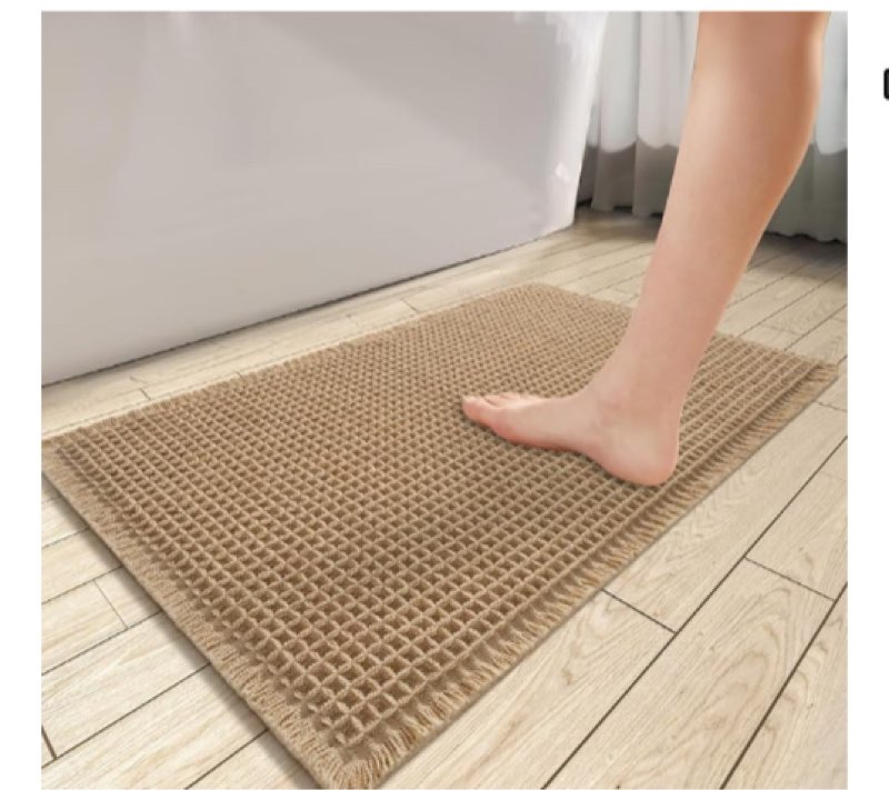 Upgraded Waffle Bathroom Rugs 18.1''×30.3'' Extra Soft Bath Mat Super Absorbent Quick Dry Non Slip Bathroom Floor Mats, Machine Washable Bath Mats for Bathroom Floor, Tub and Shower, Gray Grey 18.1×30.3''