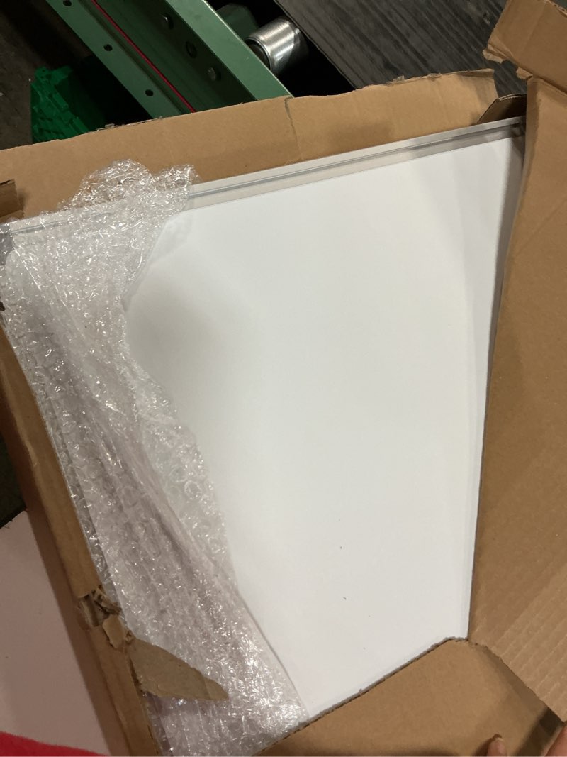 Condition photo showing As Is for Lincia 24 x 18 Inch Portable Dry Erase Board with Stand, Foldable White Board Double Sided Whiteboard Easel, Silver Aluminum Frame with Metal Handle for Office Home School Teaching Demonstration 24"W x 18"H