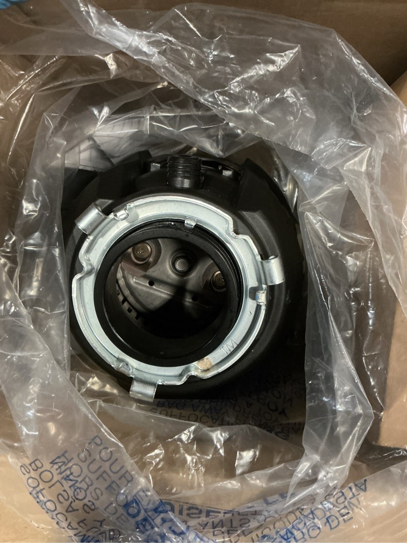 Condition photo showing As Is for insinkerator power .75hp, 3/4 hp garbage disposal, power series ez connect continuous feed food waste disposer, black