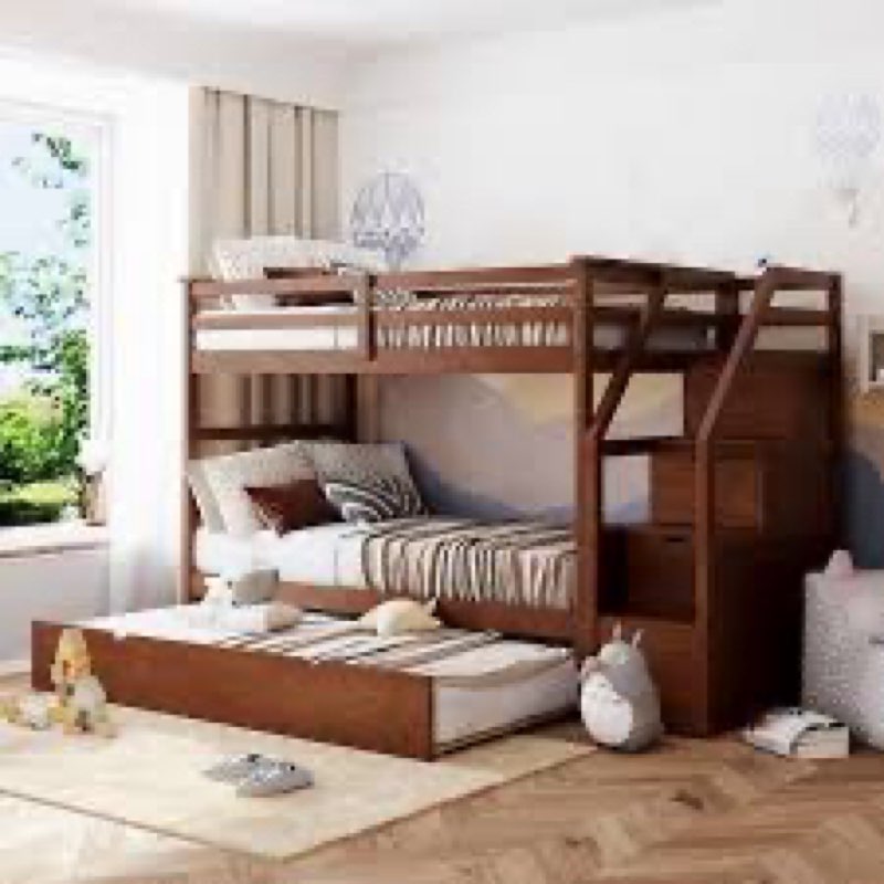 Twin Over Twin Bunk Bed With Trundle, Triple Bunk Beds INCOMPLETE 
