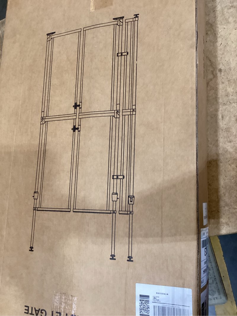 Condition photo showing New/Like New for 74"-98.5" extra tall cat gate for doorway, wide adjustable 33.85-42" clear dog gate acrylic, pressure mounted stairs, house, innovation double opening pet gate,white