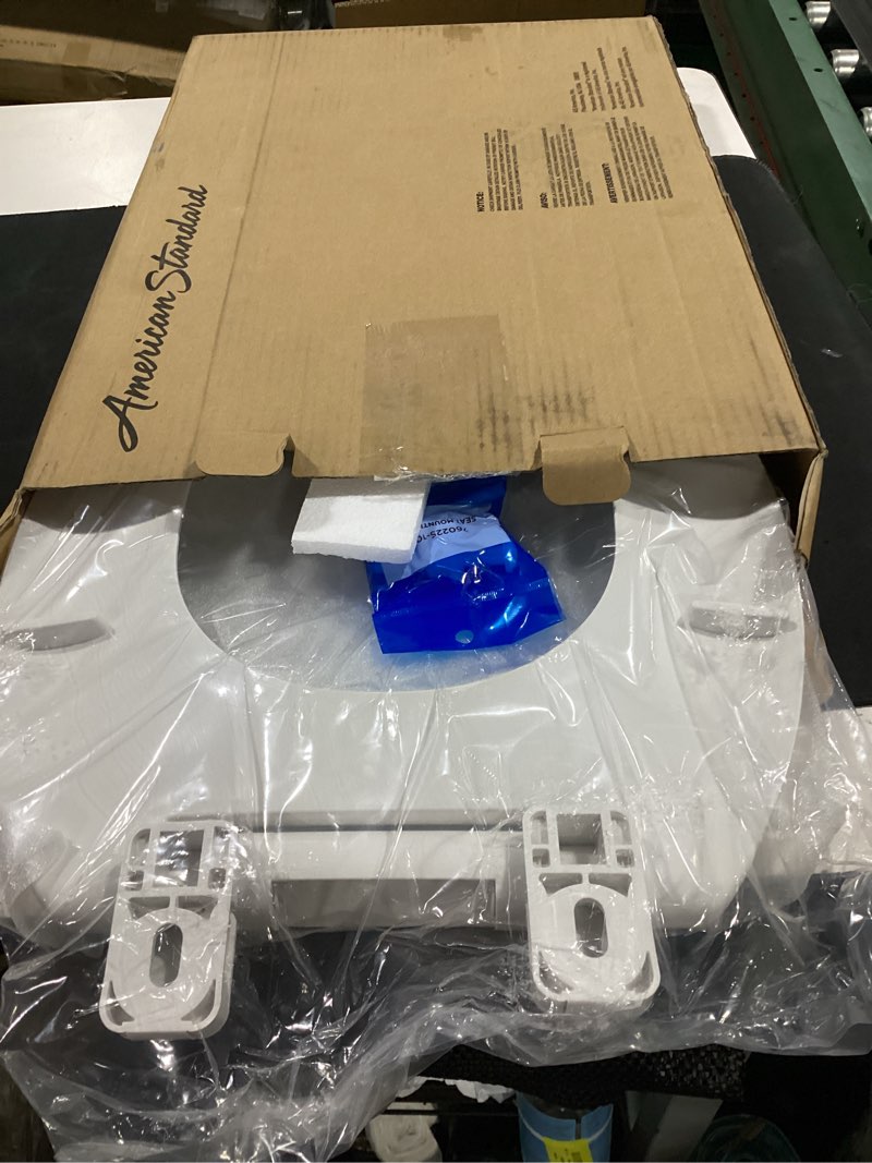 Condition photo showing Good Condition for american standard transitional elongated toilet seat, soft close, white | slow close toilet seat: includes bottom mount hardware, durable solid plastic, easy clean, fits elongated | 5503a00b.020 elongated front