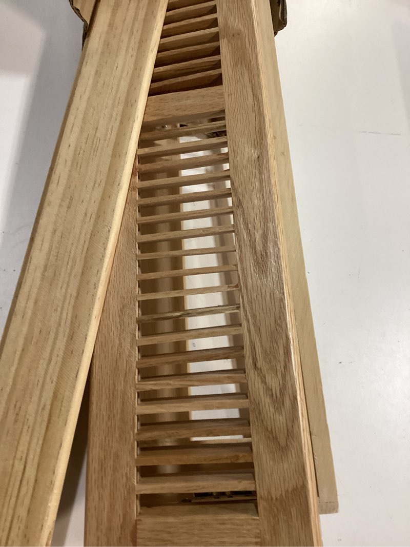 Condition photo showing As Is for Fits 24" Baseboard Space | Wooden Corner Baseboard Register by Handua | Return Air Grille | 24" Exte