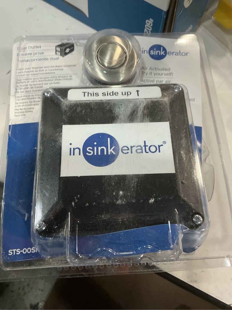 Condition photo showing As Is for InSinkErator Garbage Disposal Air Switch Kit, Dual Outlet Sink Top Switch Button for All InSinkErator Food Waste Disposer Models, Satin Nickel STS-OOSN