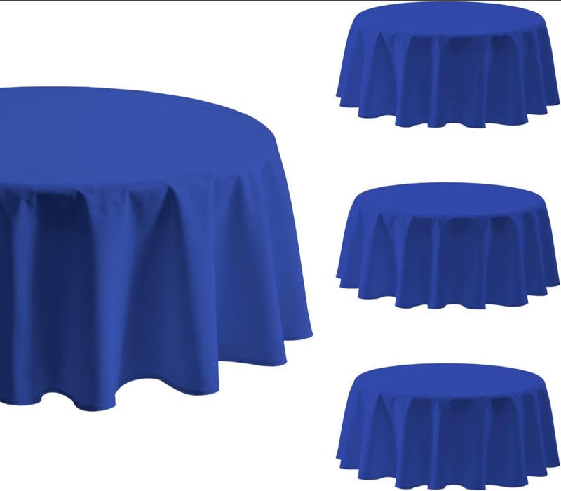 4 Pack Peacock Blue Round Tablecloth - 52 Inch Fabric Table Cloth, Waterproof and Wrinkle Resistant Washable Polyester Table Cover for Dining Table, Buffet Parties and Camping 52 Inch Round | 4 Pcs Peacock Blue