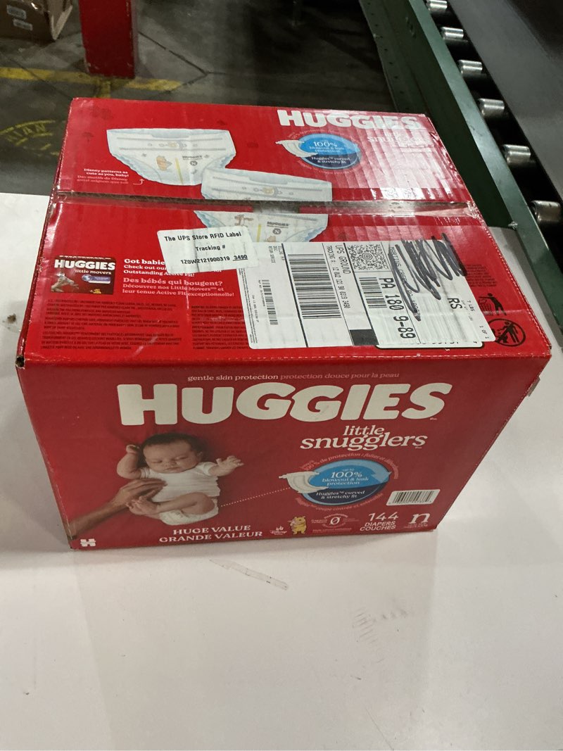 Condition photo showing New/Like New for Huggies Size Newborn Diapers, Little Snugglers Baby Diapers, Size Newborn (up to 10 lbs), 144 Count, Packaging May Vary