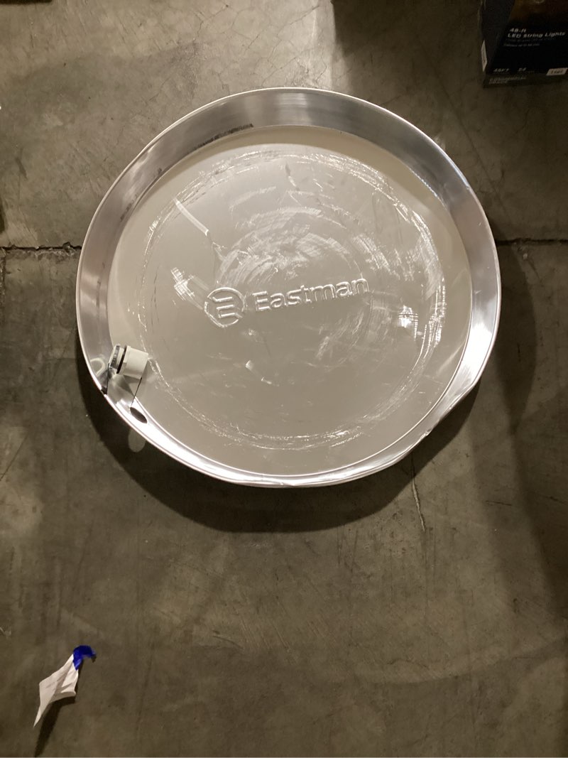 Condition photo showing As Is for eastman 22-in id aluminum water heater drain pan with pvc