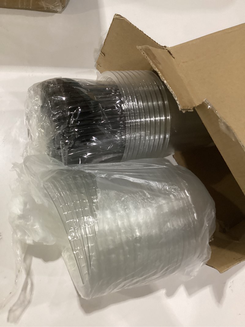 Condition photo showing As Is for panxxsen 50 pack 12oz plastic parfait cups with dome lids,yogurt parfait cups with sporks,clear plastic cup with dome lids(no hole) for yogurt,dessert,ice cream,cupcake,snacks,pudding,fruits