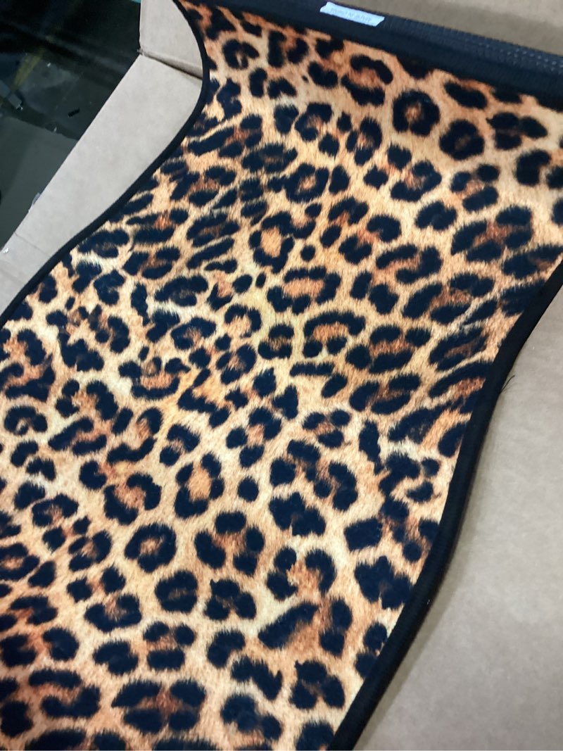 Condition photo showing Good Condition for Brown Leopard Print Car Floor Mats 4Pcs Vintage Spotted Fur Wild Animal Skin Texture Cheetah Print Floor Mats for Cars Custom Front Rear Vehicle Rugs Universal Auto Accessories for Trucks