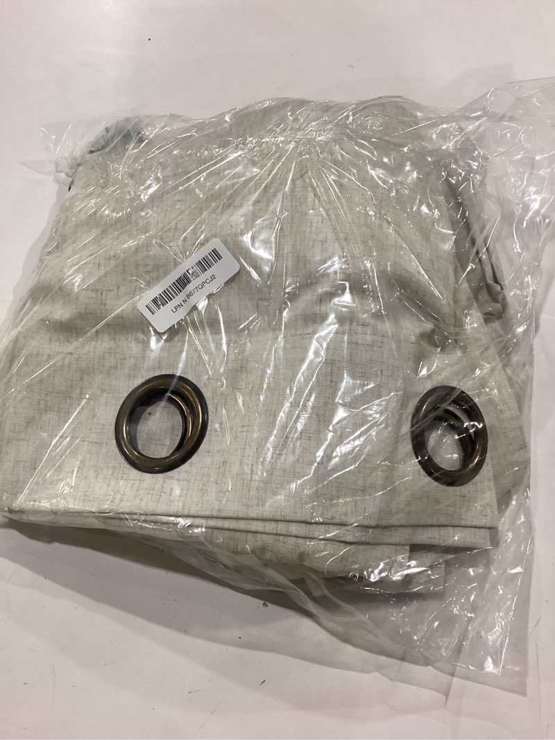 Condition photo showing Good Condition for nicetown farmhouse style 100% blackout natural linen curtains 90 inches length, 2 panels, 42" w, room cooling window draperies with thermal insulated liners for dining room 42"w x 90"l (pack of 2) natural