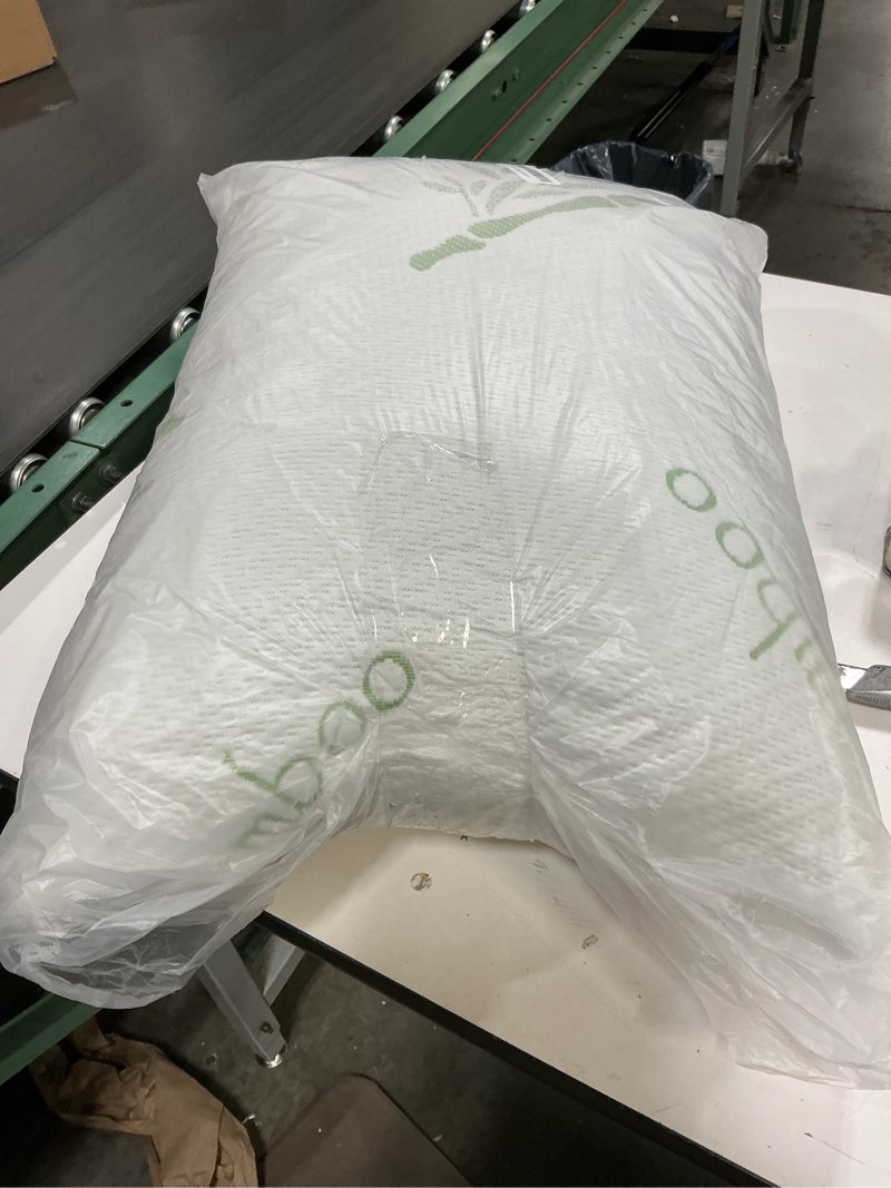 Condition photo showing As Is for ((incomplete ))omeo 2 pack queen size rayon derived from bamboo pillow for sleeping shredded memory foam bed pillows for side, back and stomach sleepers, soft, cooling, adjustable and washable cover 20\" x 30\"