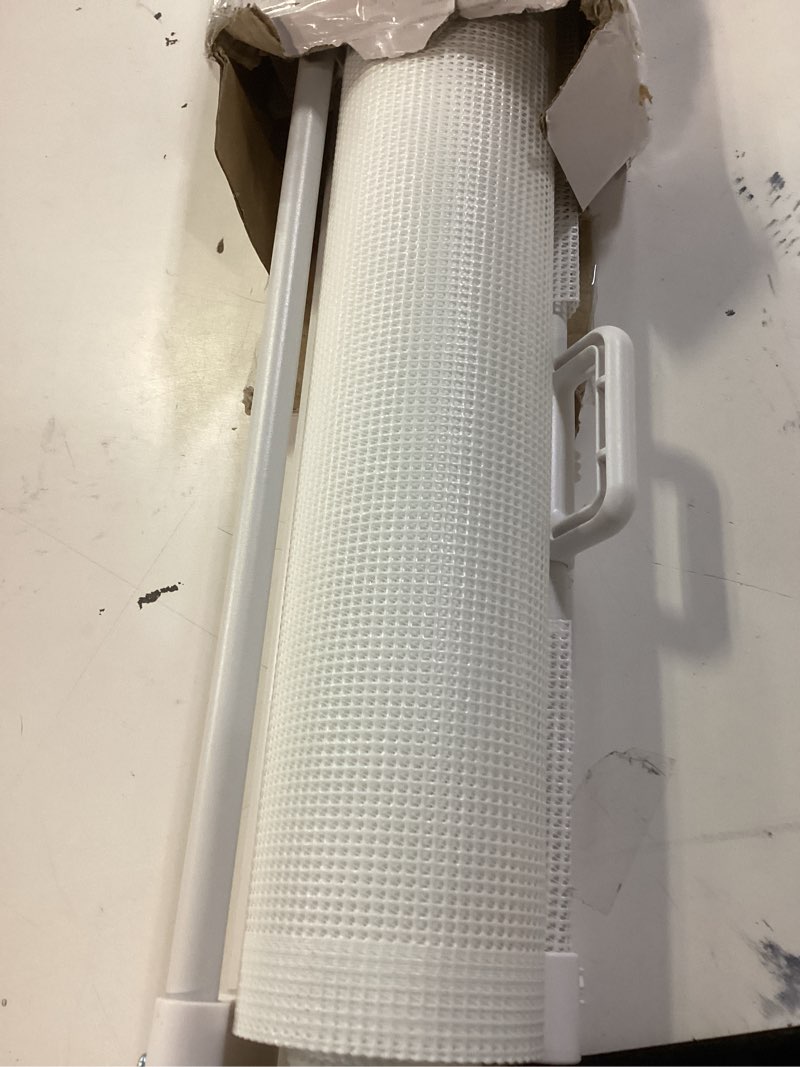 Condition photo showing Good Condition for 185 inch wide retractable baby gates outdoor retractable dog gate indoor extra long baby gate retractable pet gate, dog gates for the house extra large pet gate, child gates for wide openings, white white (33" tall x 185" wide)