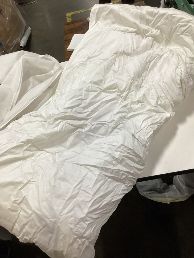 Condition photo showing As Is for all-season luxe goose down comforter, full/queen, white