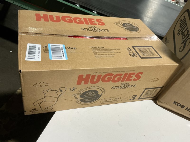 Condition photo showing New/Like New for Huggies Size 3 Diapers, Little Snugglers Baby Diapers, Size 3 (16-28 lbs), 168 Count (6 Packs of 28), Packaging May Vary Size 3 168