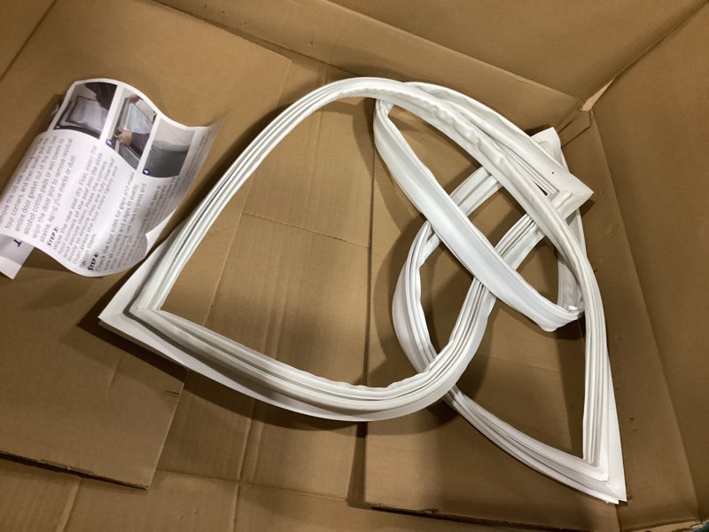 Condition photo showing As Is for upgrade 242193206 refrigerator fresh food door gasket, compatible with frigidaire, kenmore, crosley, white-westinghouse refrigerators, replacement parts include ap5806733, ps949381, eap9493819