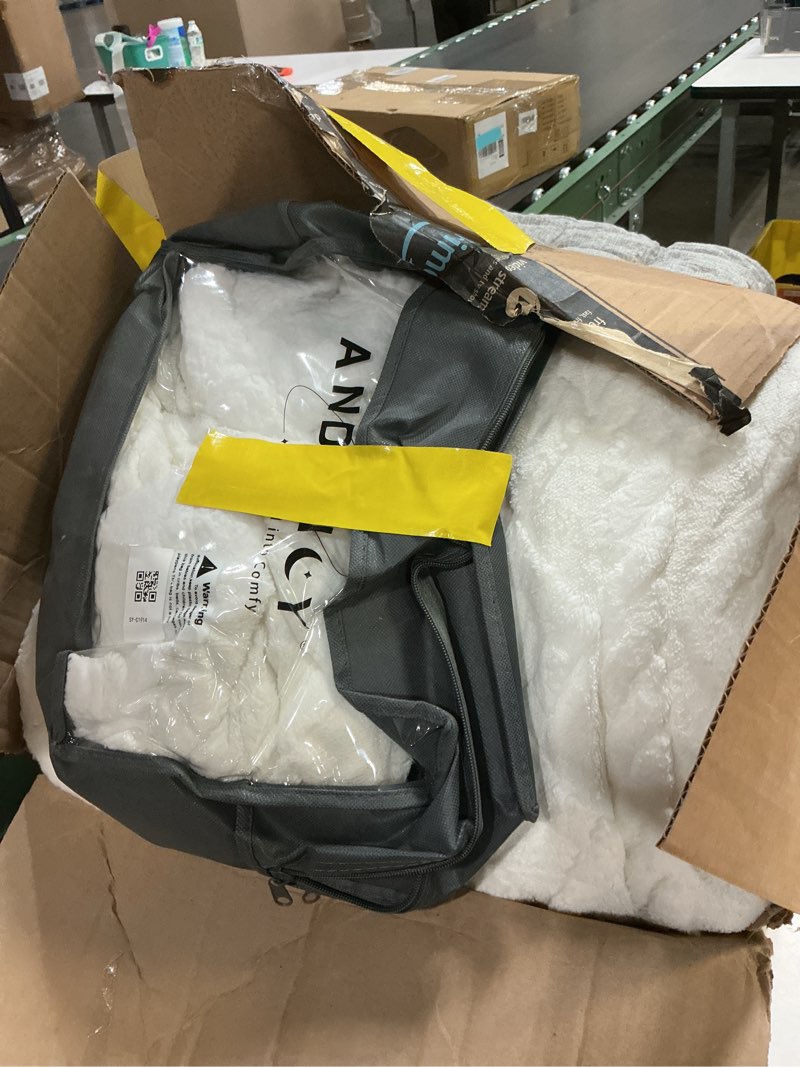 Condition photo showing As Is for Andency Fluffy Sherpa Full Comforter Set, Super Soft White Fleece Warm Bedding for Winter, Luxury Jacquard Boho Thick Fuzzy Plush Bed Set 3 Pieces(1 Shaggy Comforter, 2 Pillowcases) White Full(79''x90'')