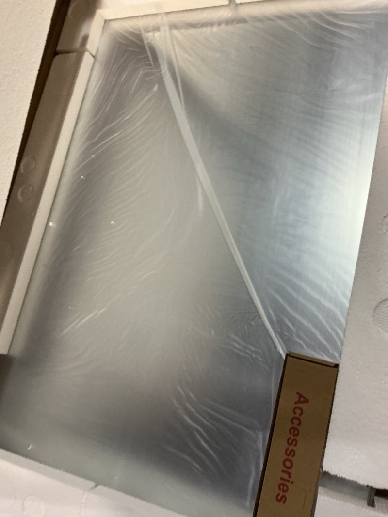 Condition photo showing New/Like New for loaao 22x30 inch brushed nickel bathroom mirror, rounded rectangle silver metal frame mirror, brushed nickel, anti-rust, hangs horizontally or vertically brushed nickel 22"l x 30"w