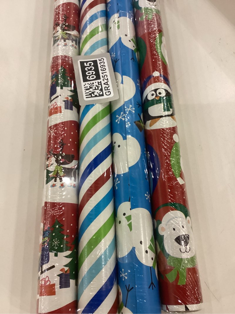 Condition photo showing Good Condition for Image Arts Christmas Wrapping Paper for Kids with Cutlines on Reverse (4 Rolls)