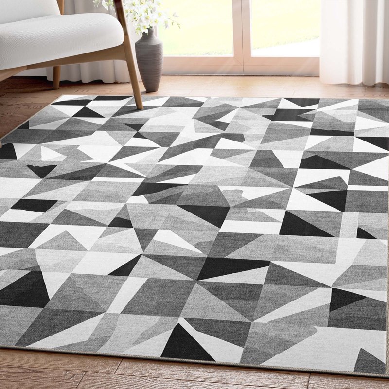 (similar product) Mid-Century   Modern   Geometric   Black   & White   Mosaic   Pattern   Flat   Pile   Rug 9X 13ft