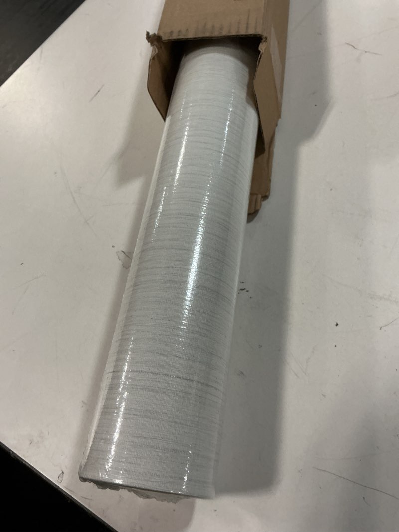 Condition photo showing New/Like New for Grasscloth Textured Wallpaper White Gray Linen Thick 24" X 394" Fabric Contact Paper Grassweave Removable Modern Self Adhesive Wallpaper for Walls Cabinets Bedroom Liners Fireplace 24" x 394" White