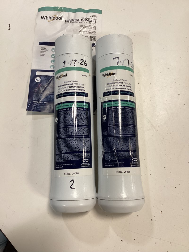 Condition photo showing As Is for whirlpool wheerf carbon block under sink replacement filter (pack of- 2)