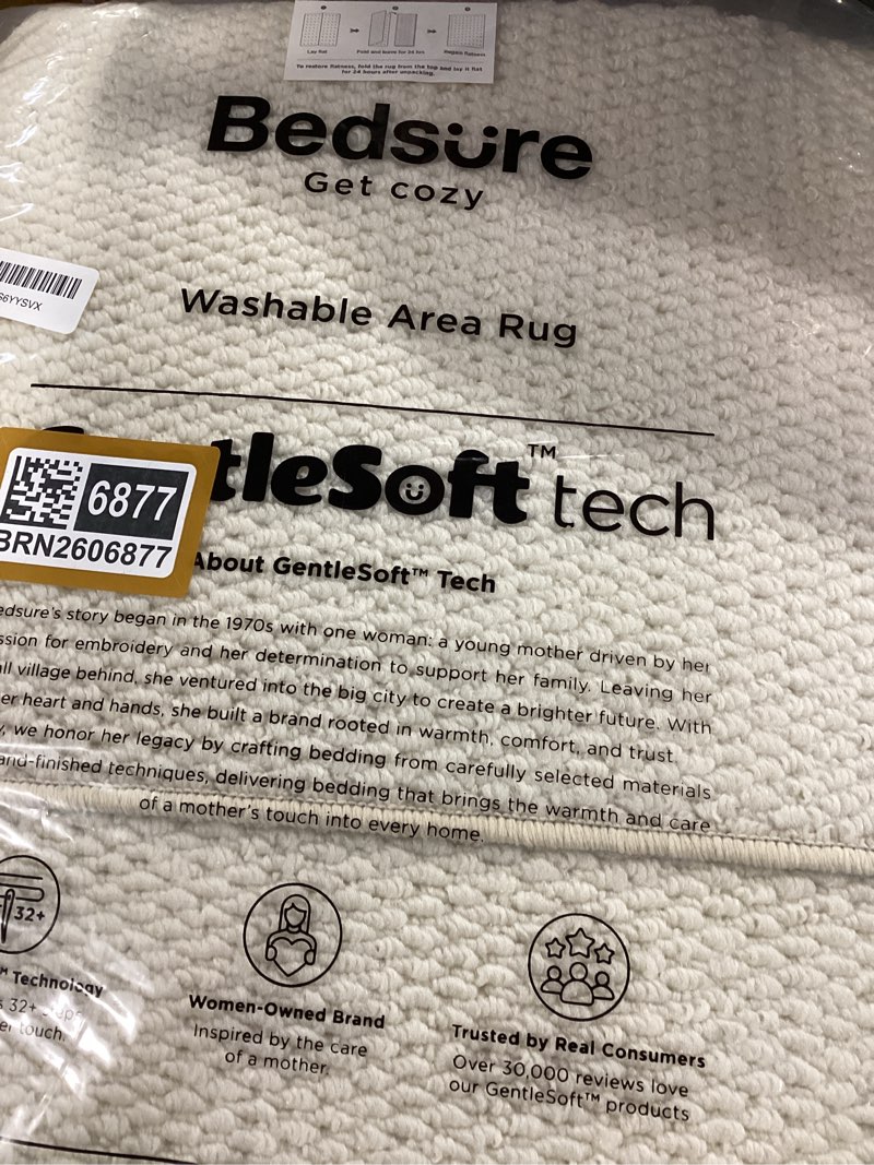 Condition photo showing Good Condition for bedsure 5x7 faux wool area rugs for living room, machine washable carpet, non-slip backing, pet friendly throw rug for bedroom dining room, linen 5'x7' 06 - linen