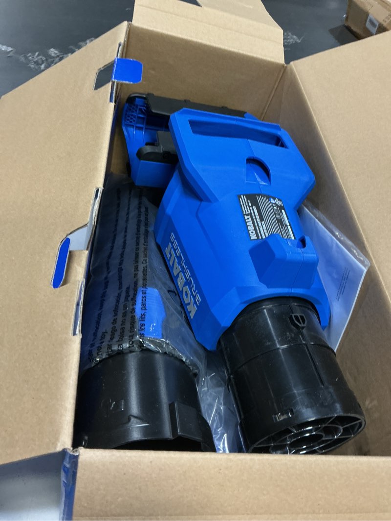 Condition photo showing As Is for kobalt 40-volt 600-cfm 130-mph battery handheld leaf blower 4 ah battery included charger included