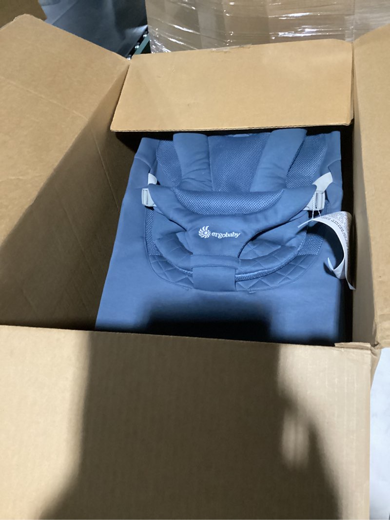 Condition photo showing Good Condition for ergobaby evolve 3-in-1 baby bouncer seat, adjustable multi-position infant bouncer and toddler chair, soft knit and breathable mesh fabric, converts from newborn to toddler - oxford blue oxford blue knit bouncer