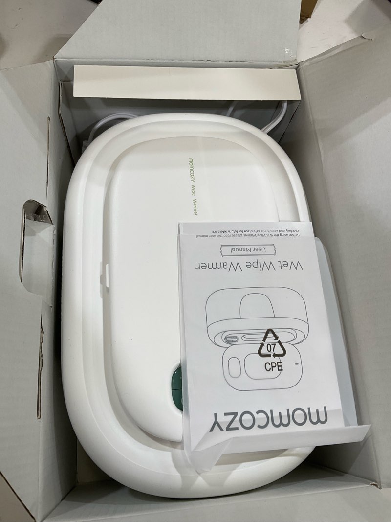 Condition photo showing Good Condition for momcozy baby wipe warmer, innovative spring design, large capacity wipes dispenser, fast and even heating, 4 modes of temperature heating control, diaper wipe warmer with night light classic ww01 60-80pcs green