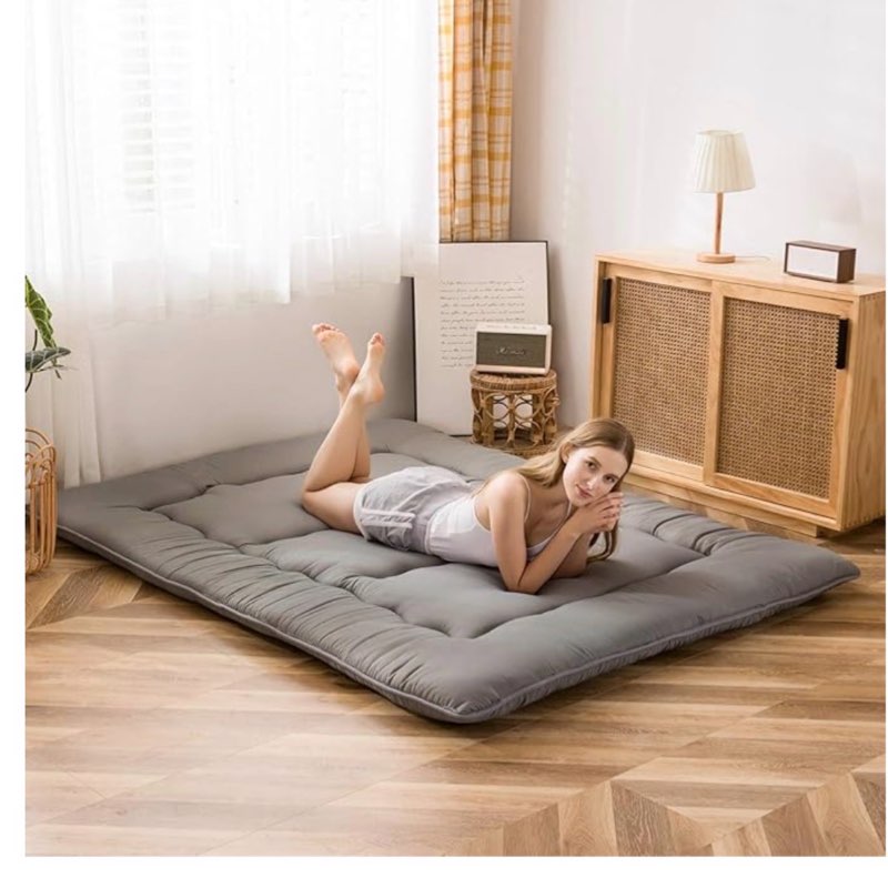 MAXYOYO Japanese Floor Mattress Futon Mattress, Thicken Tatami Mat Sleeping Pad Foldable Roll Up Mat