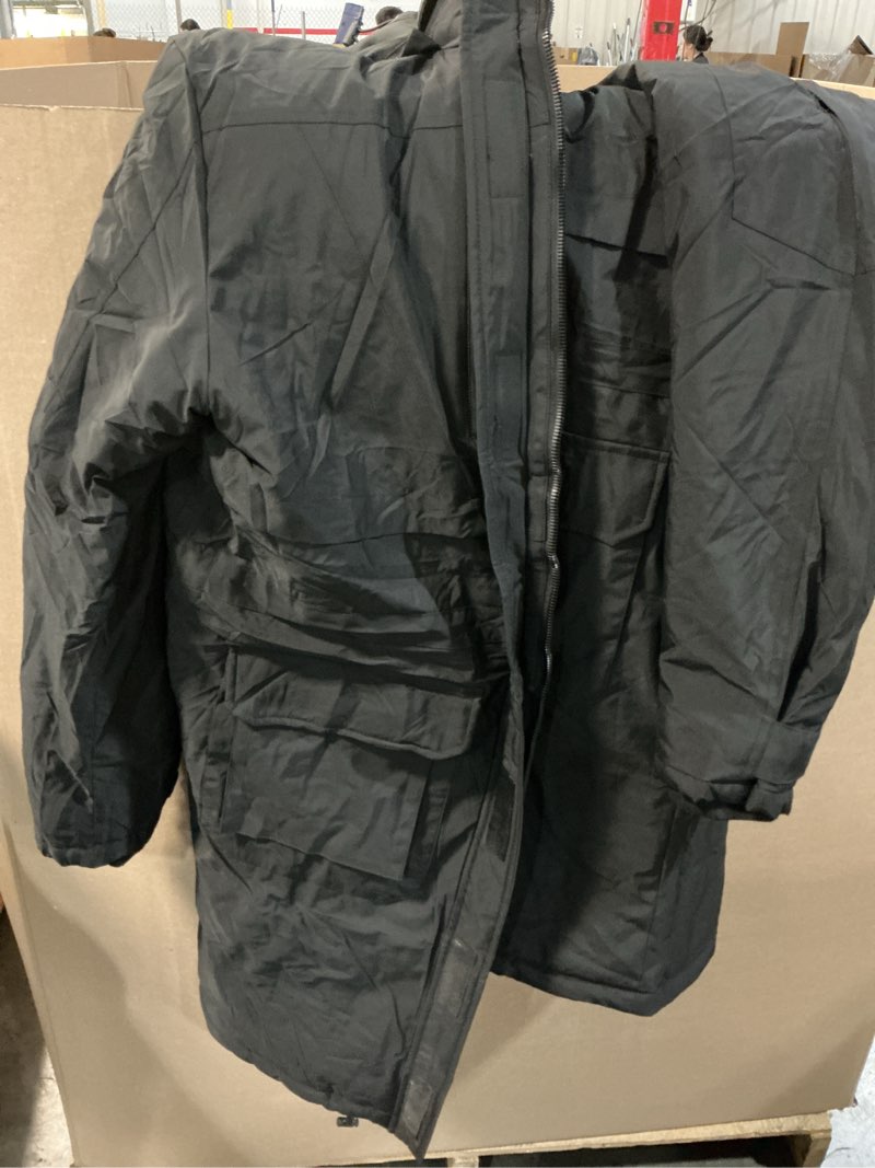 Condition photo showing Good Condition for (sz m)men's extra long parka winter coats hooded puffer jacket heavy warm water-resistant outerwear cold weather large grey