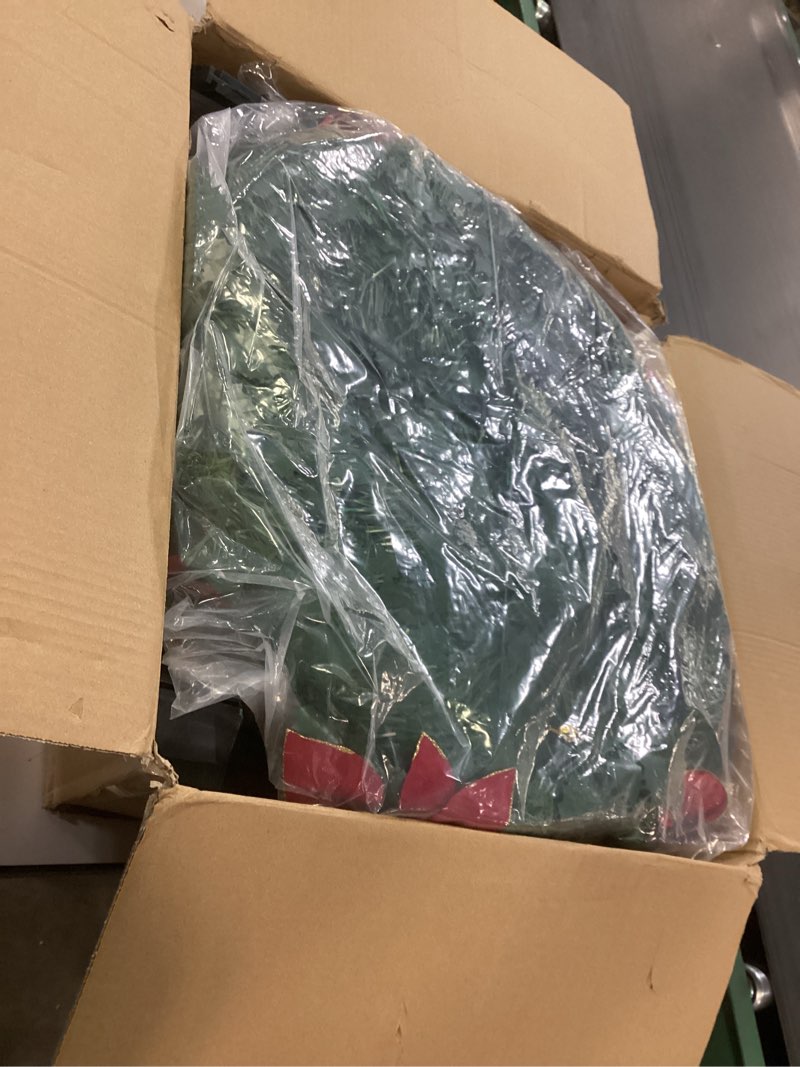 Condition photo showing New/Like New for 6FT Christmas Tree with Red Ribbon Bow,Pop-up Christmas Tree with Lights Display,Lighted up Sparkling Christmas Ball Ornament,Artificial Decoration Indoor Outdoor (Green) 6ft Green