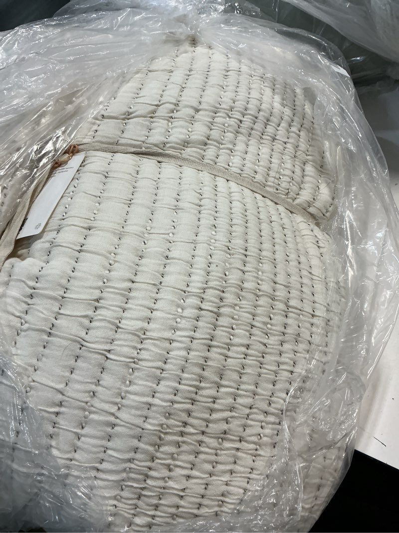 Condition photo showing As Is for organic cotton channel stitch coverlet set, king/cal king, undyed
