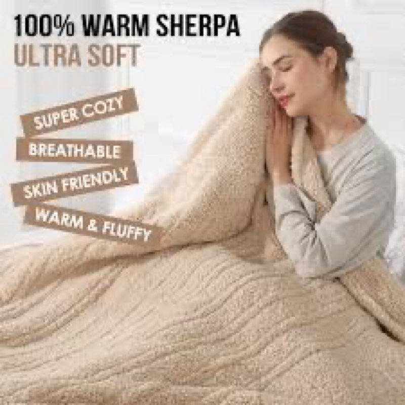 Heated Blanket Throw, Electric Throw Blanket with 5 Heating Levels & 4 Hours Auto Off, Double Sided 