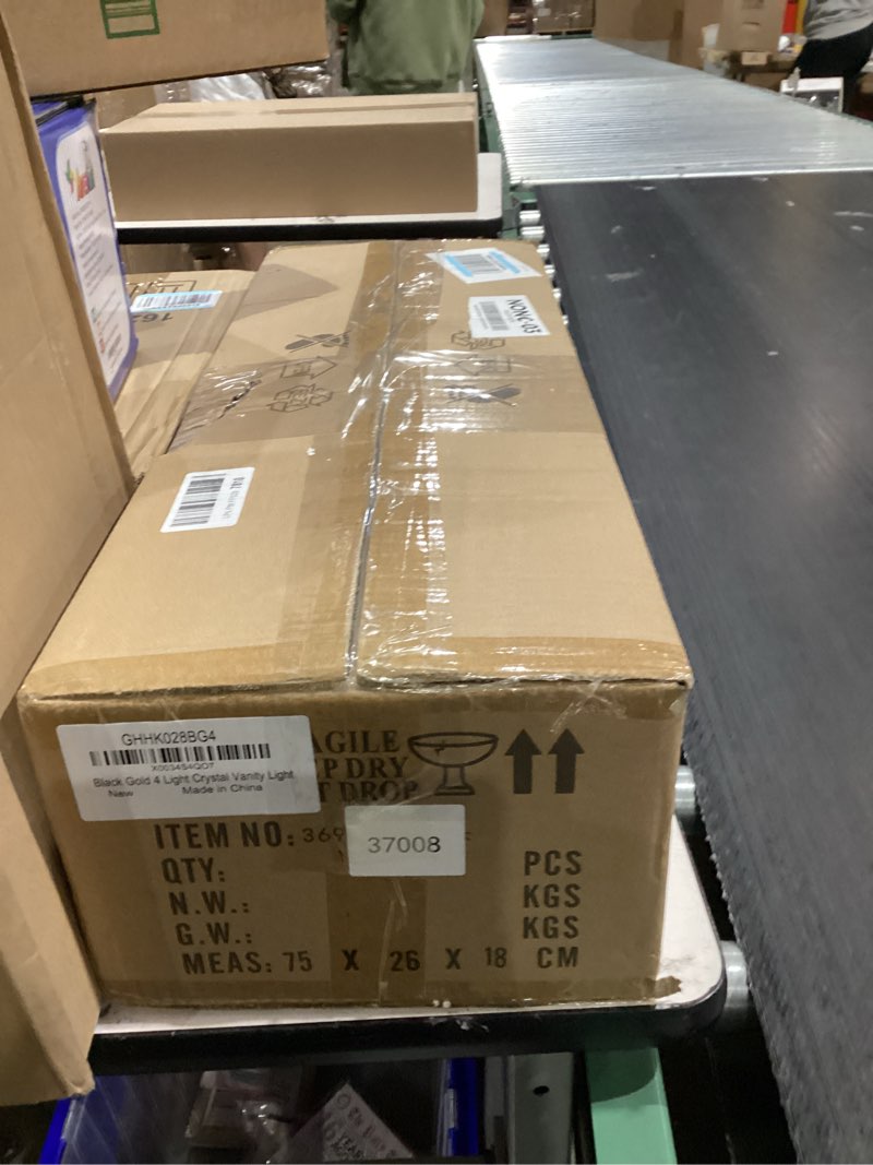 Condition photo showing New/Like New for Gold Black Crystal Bathroom Lighting Fixtures, 4 Light Brass Modern Crystal Bathroom Vanity Lights Over Mirror Brass Bath Light Black Gold-Square Shade 4-Light