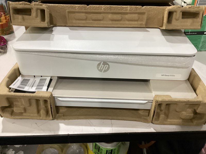 Condition photo showing As Is for used not tested hp envy 6155e wireless all-in-one color inkjet printer, portobello, print, scan, copy, duplex printing best-for-home, 3 month instant ink trial included, ai-enabled (714l5a)