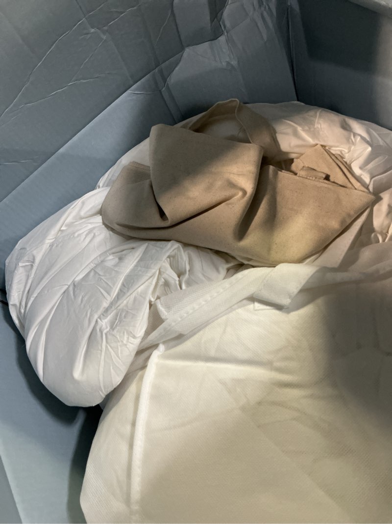 Condition photo showing Good Condition for dwr goose feather down fiber comforter queen size, fluffy white duvet insert, buttery-soft and breathable, marshmallow-like loft, all season hotel luxury bedding, 8 corner tabs, 90" x 90" queen white