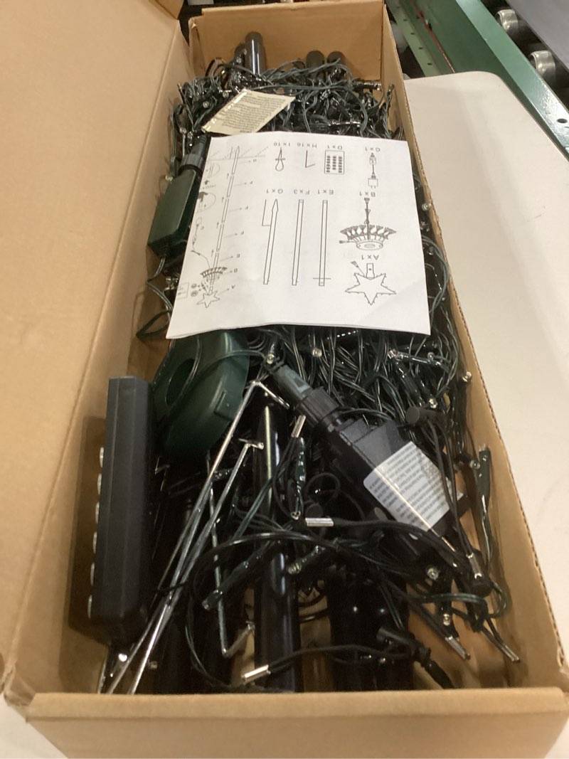 Condition photo showing As Is for Flacchi 10 FT 404 LED Star String Lights Outdoor - Pole Set with Remote, Multiple Lighting Modes, Timer, and Waterproof Feature for Ultimate Holiday Decor (Cool White) Cool White 10FT/404LED