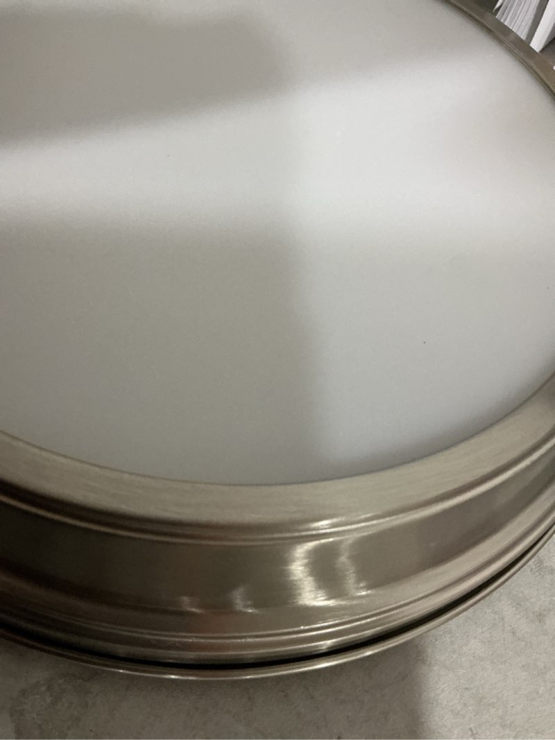 Condition photo showing As Is for project source bella 1-light 13-in brushed nickel led flush mount light