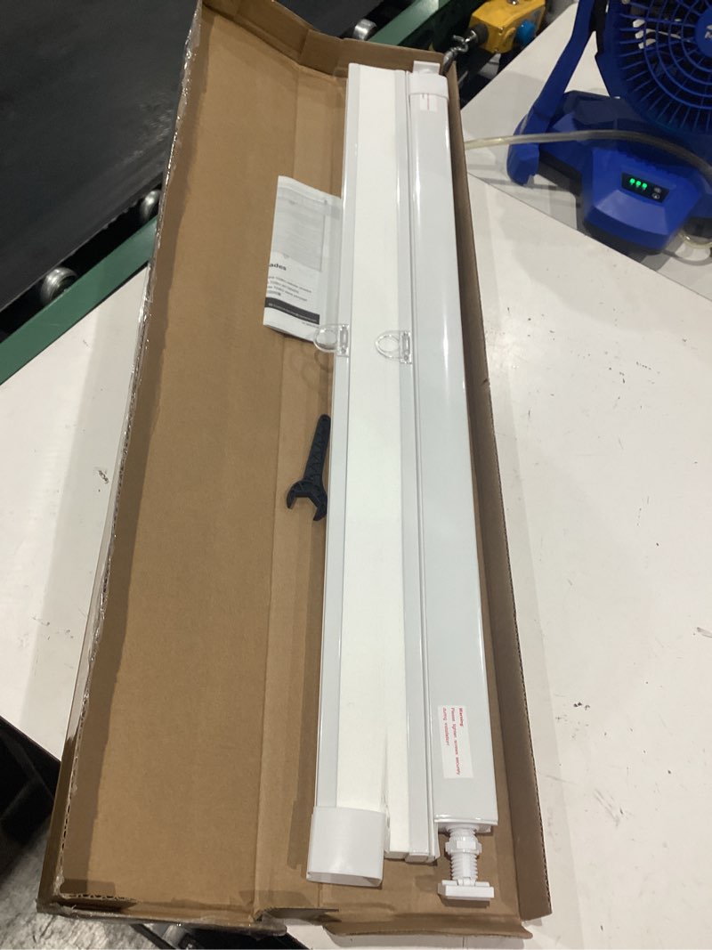 Condition photo showing As Is for lazblinds no tools no drill cordless cellular shades, top down bottom up (tdbu) honeycomb shades for home, light filtering thermal insulation blinds for windows, 20" w x 48" h, white light filtering - white 20" w x 48" h
