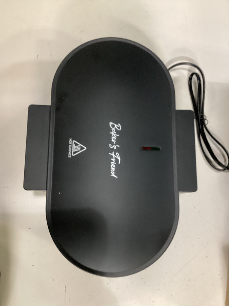 Condition photo showing Good Condition for baker’s friend double belgian waffle maker thick, 2 x 6” round waffle maker, belgium waffle iron, waflera electrica with non-stick plates, 1200w, perfect for kids & family breakfast, graphite belgian waffle maker (graphite)
